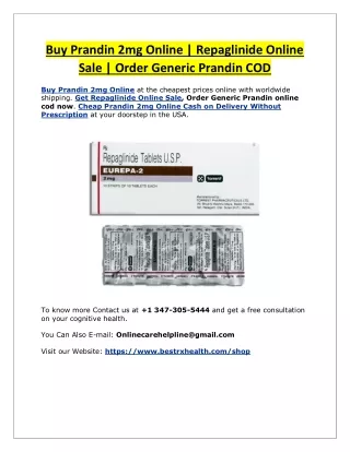 Prandin Online COD || Prandin Cash on Delivery Overnight USA