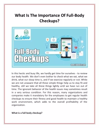 what is the importance of full body checkups
