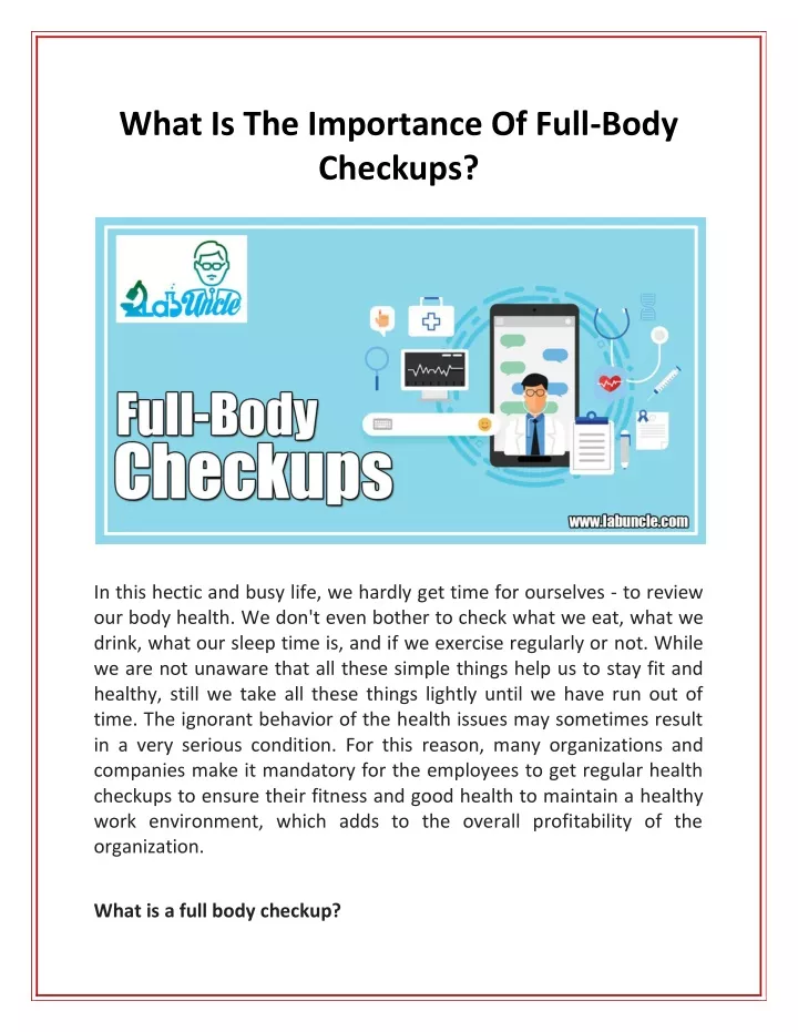 what is the importance of full body checkups