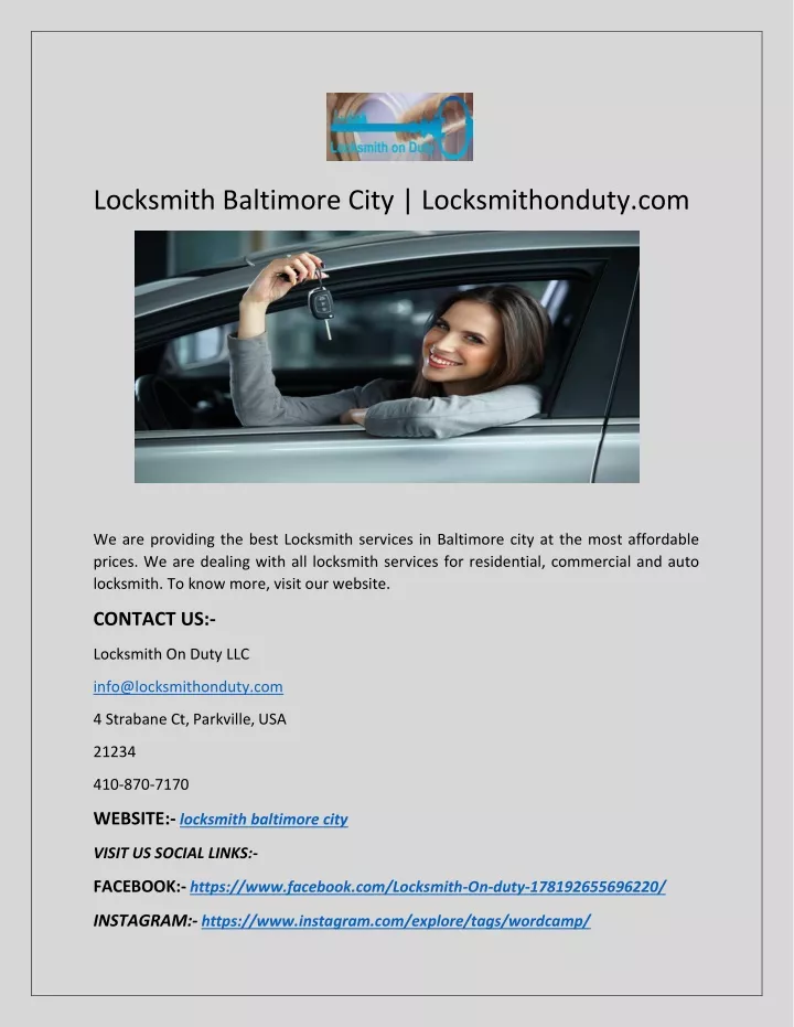 locksmith baltimore city locksmithonduty com