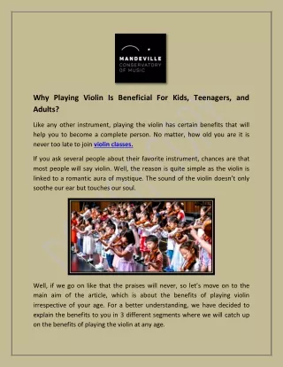 Why Playing Violin Is Beneficial For Kids