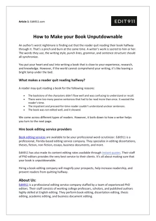 How to make your Book Unputdownable