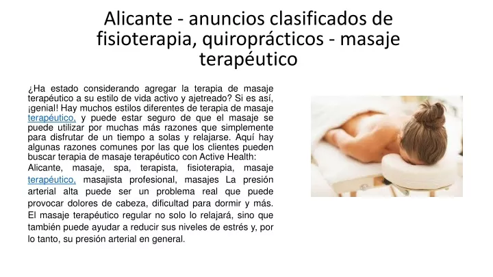 alicante anuncios clasificados de fisioterapia quiropr cticos masaje terap utico