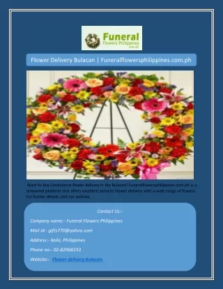 Flower Delivery Bulacan | Funeralflowersphilippines.com.ph