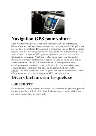 Principe de navigation GPS pour les voitures
