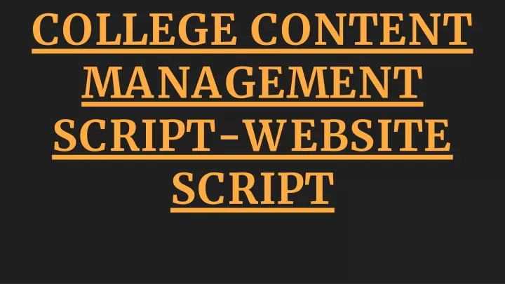 college content management script website script