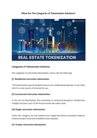 what are the categories of tokenization solutions