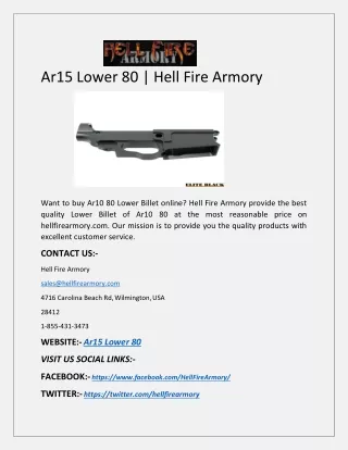 Ar15 Lower 80 | Hell Fire Armory