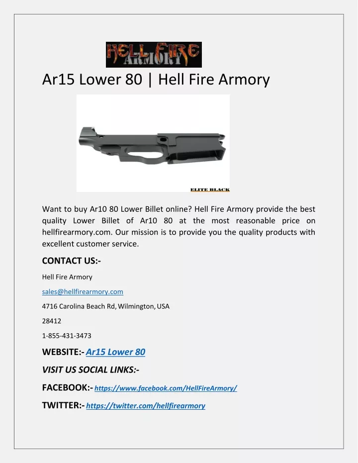 ar15 lower 80 hell fire armory