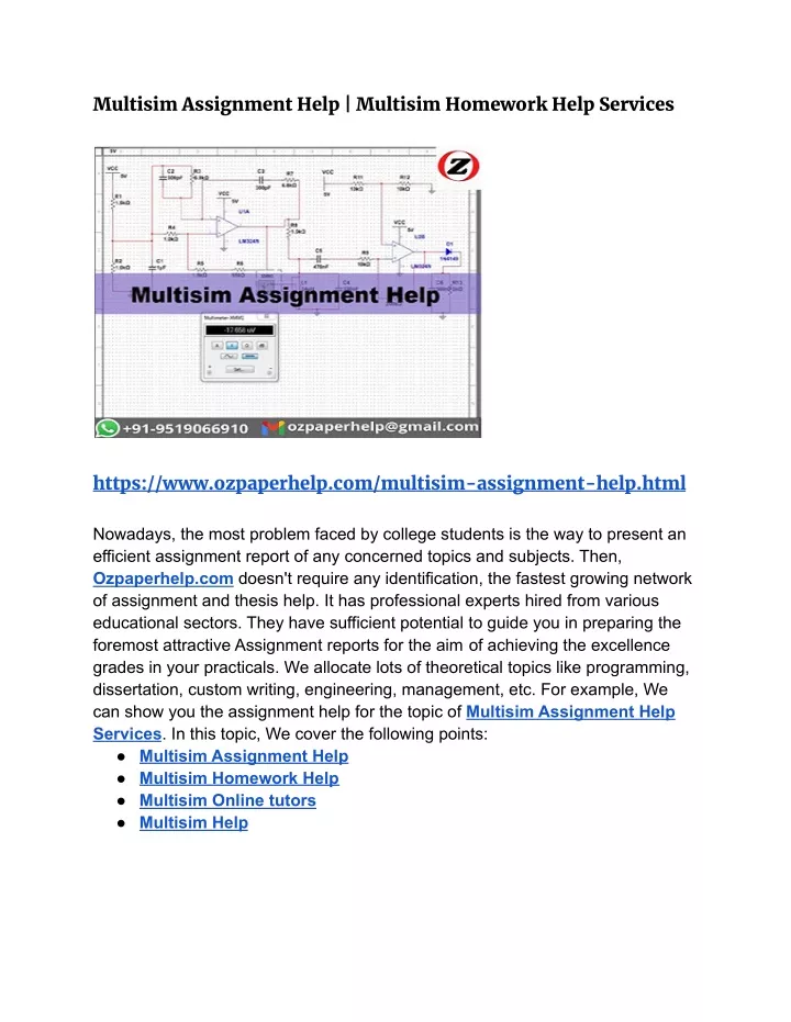 multisim assignment help multisim homework help