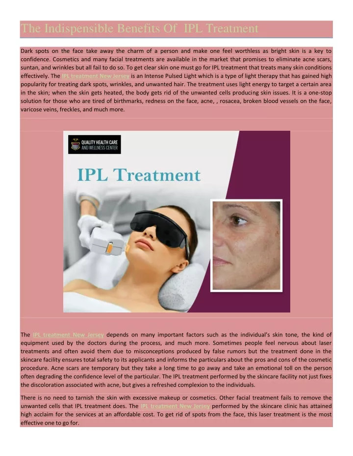 the indispensible benefits of ipl treatment