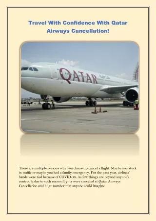 Travel With Confidence With Qatar Airways Cancellation!