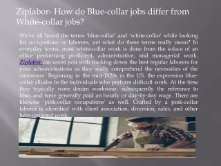 Ziplabor- How do Blue-collar jobs differ from White-collar jobs