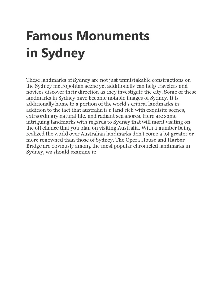 famous monuments in sydney