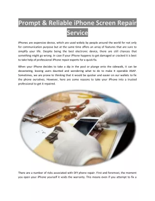 Prompt & Reliable iPhone Screen Repair Service