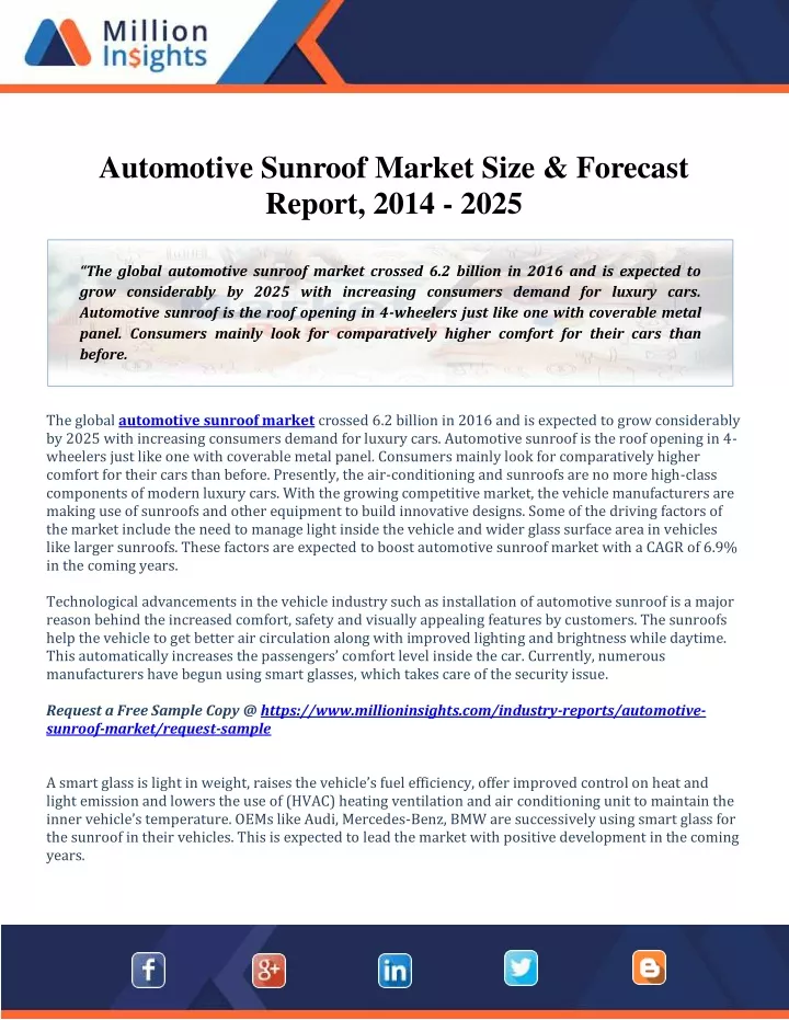 automotive sunroof market size forecast report