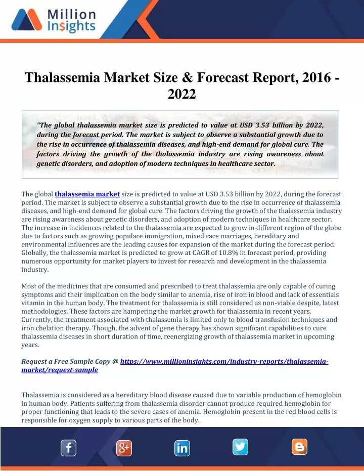 thalassemia market size forecast report 2016 2022