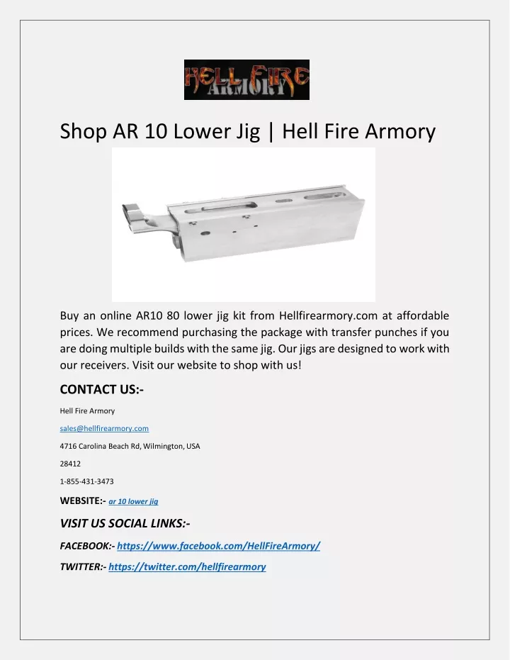 shop ar 10 lower jig hell fire armory