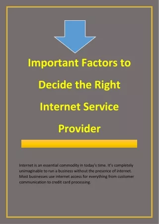 important factors to