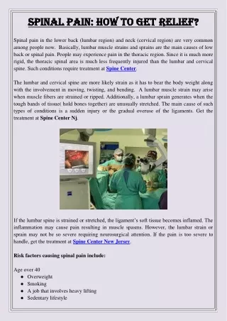 Spinal Pain How To Get Relief