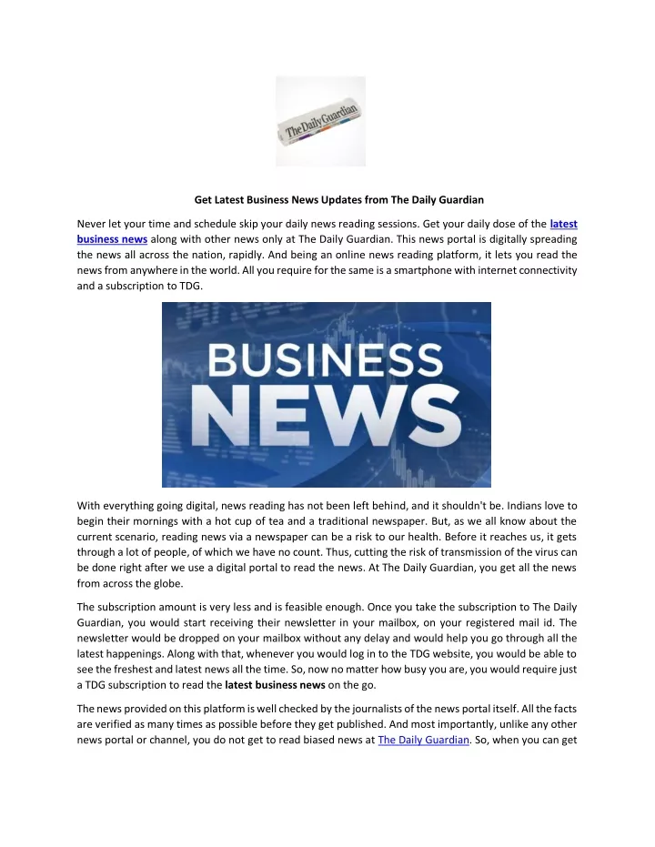 get latest business news updates from the daily