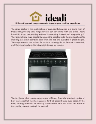 Different types of range cookers to improve your cooking experience