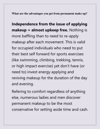 what are the advantages you get from permanent