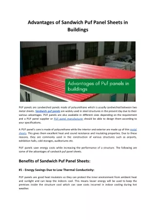 Advantages of Sandwich Puf Panel Sheets in Buildings - Bansal Roofing