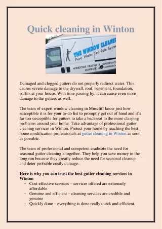 quick cleaning in winton