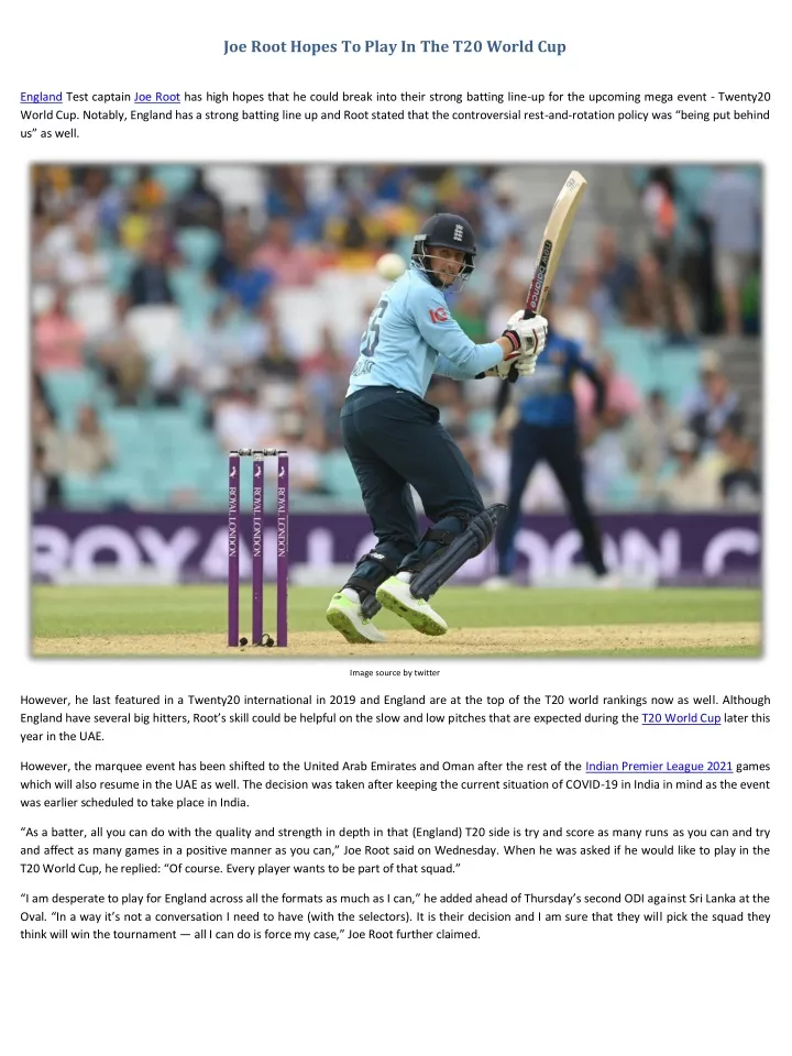 PPT - Joe Root Hopes To Play In The T20 World Cup PowerPoint ...