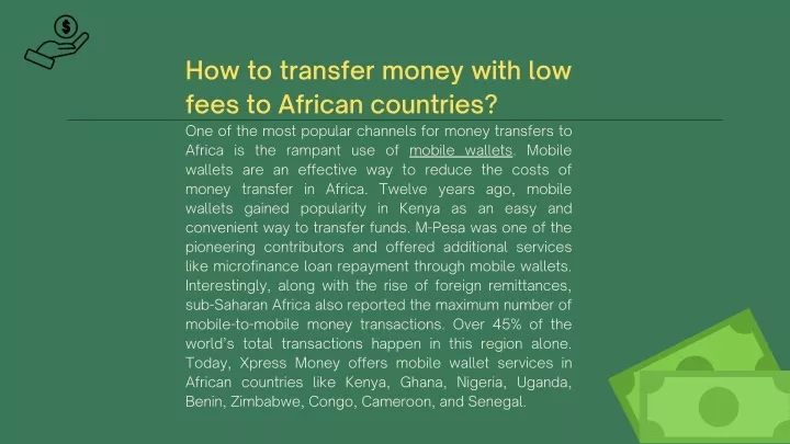 how to transfer money with low fees to african