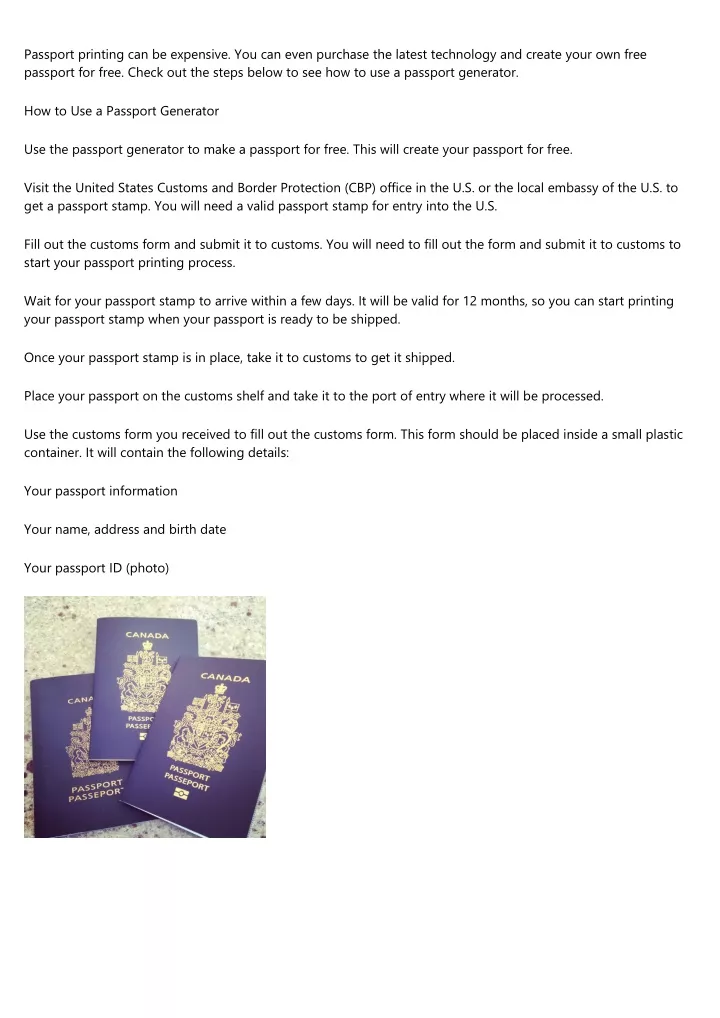 passport printing can be expensive you can even