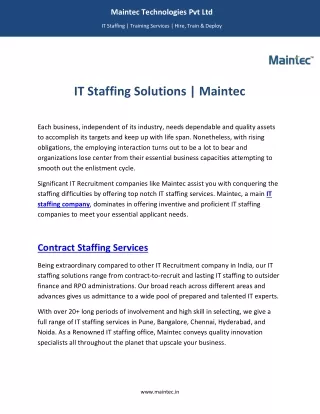 IT staffing Solutions | Maintec