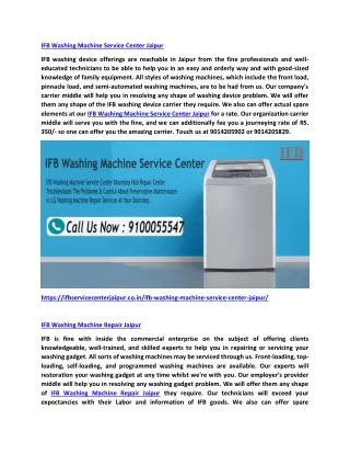 IFB Washing Machine Service Center Jaipur