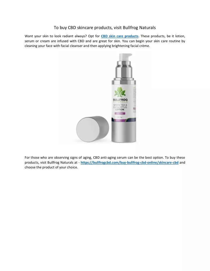 to buy cbd skincare products visit bullfrog