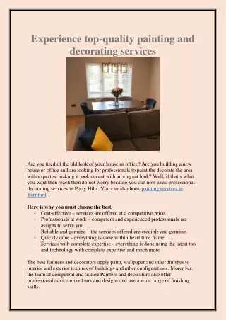 experience top quality painting and decorating