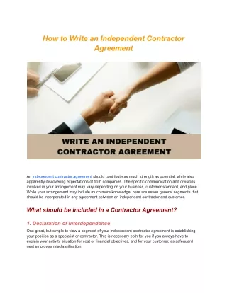 How to Write an Independent Contractor Agreement