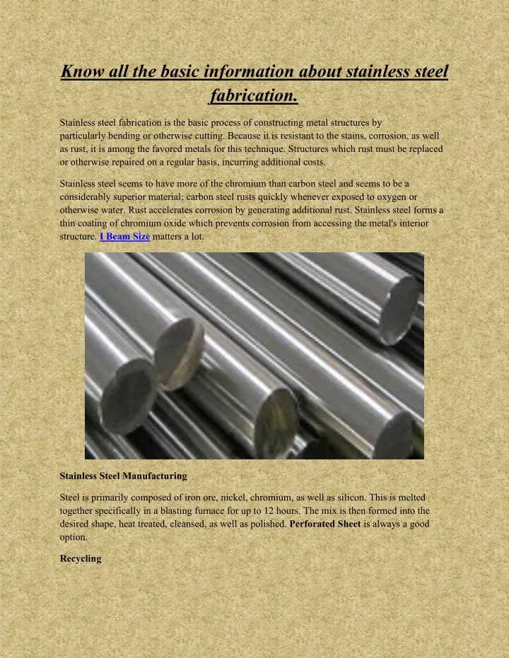 know all the basic information about stainless