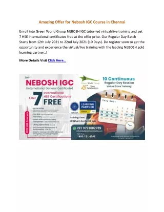 enroll into green world group nebosh igc tutor