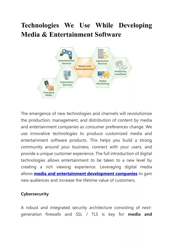 technologies we use while developing media