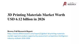 3D Printing Materials Market Worth USD 6.12 billion in 2026