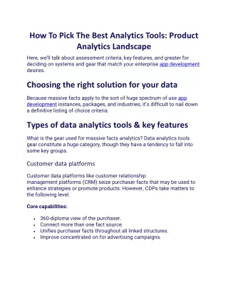 how to pick the best analytics tools product