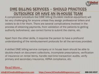 dme billing services should practices outsource or have an in house team