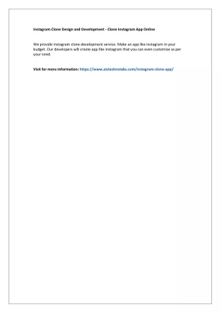 Instagram Clone Design and Development - Clone Instagram App Online