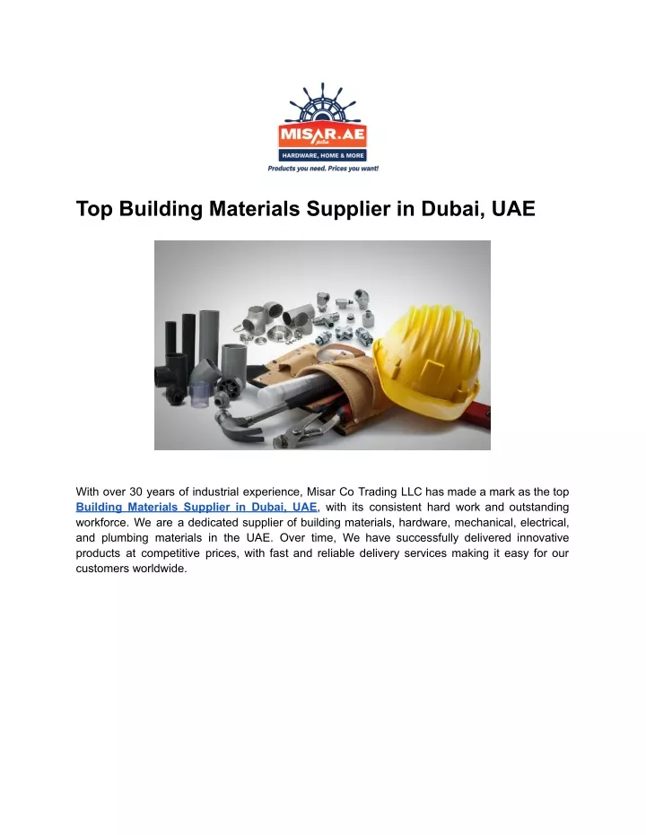 top building materials supplier in dubai uae