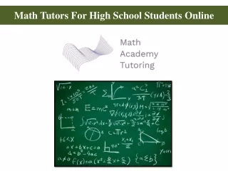 Math Tutors For High School Students Online