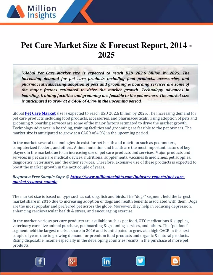 pet care market size forecast report 2014 2025