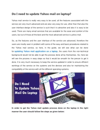 Do I need to update Yahoo mail on laptop?