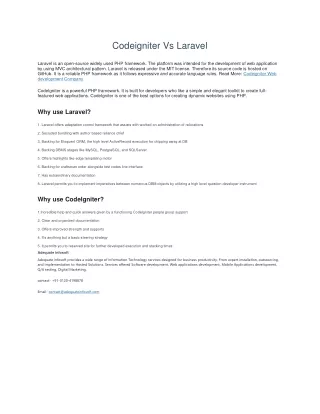 codeigniter vs laravel