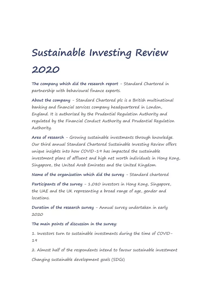 sustainable investing review 2020